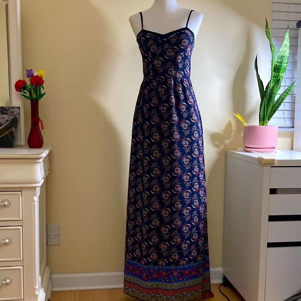Blue floral maxi dress S